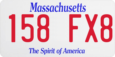 MA license plate 158FX8