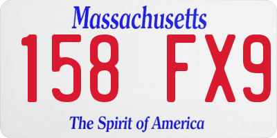 MA license plate 158FX9