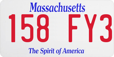 MA license plate 158FY3