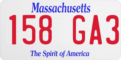 MA license plate 158GA3
