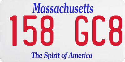MA license plate 158GC8