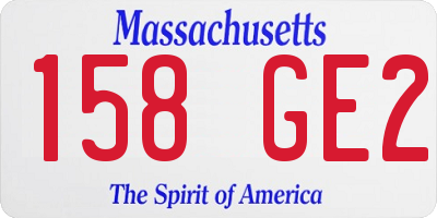 MA license plate 158GE2