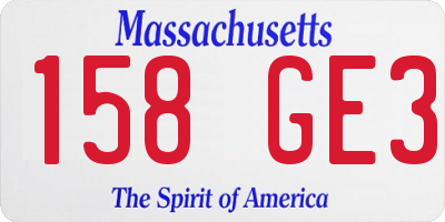 MA license plate 158GE3
