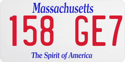 MA license plate 158GE7