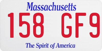 MA license plate 158GF9