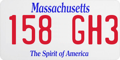 MA license plate 158GH3