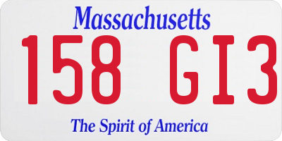 MA license plate 158GI3