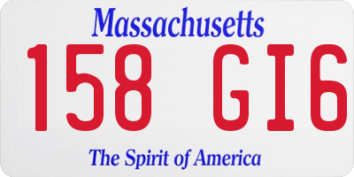 MA license plate 158GI6