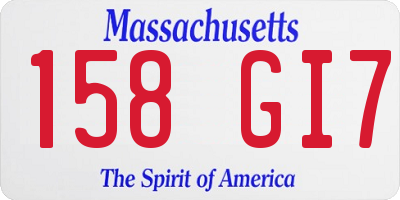 MA license plate 158GI7