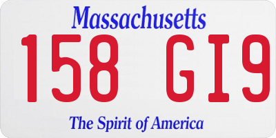 MA license plate 158GI9
