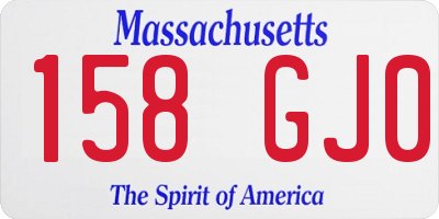 MA license plate 158GJ0
