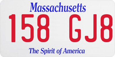 MA license plate 158GJ8