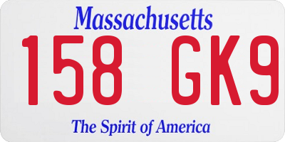 MA license plate 158GK9