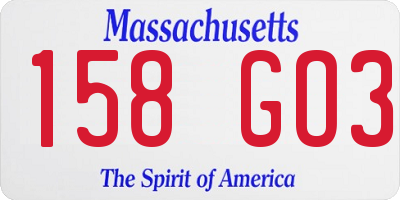 MA license plate 158GO3