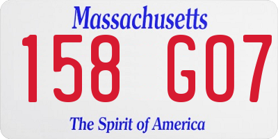 MA license plate 158GO7