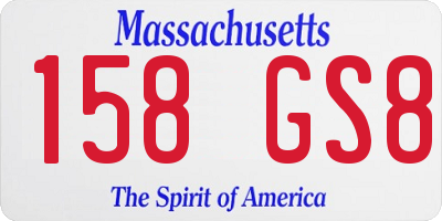 MA license plate 158GS8