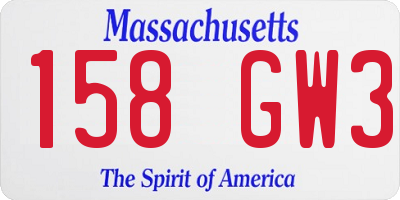 MA license plate 158GW3