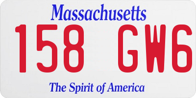MA license plate 158GW6