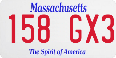 MA license plate 158GX3