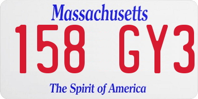 MA license plate 158GY3