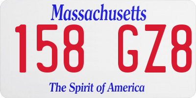 MA license plate 158GZ8