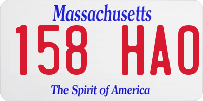 MA license plate 158HA0