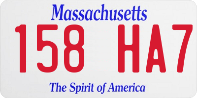MA license plate 158HA7