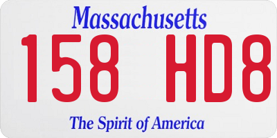 MA license plate 158HD8