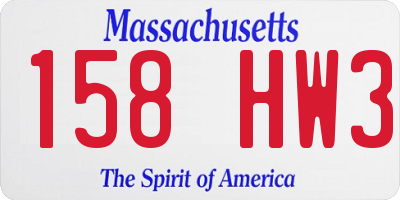 MA license plate 158HW3