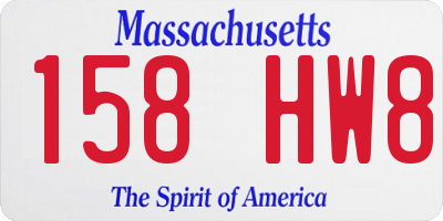 MA license plate 158HW8