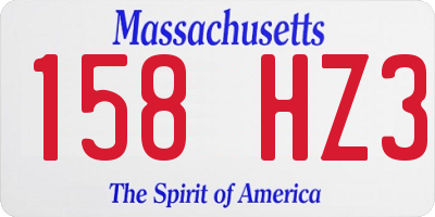 MA license plate 158HZ3