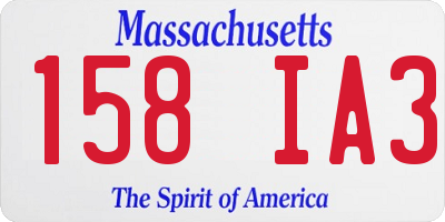 MA license plate 158IA3