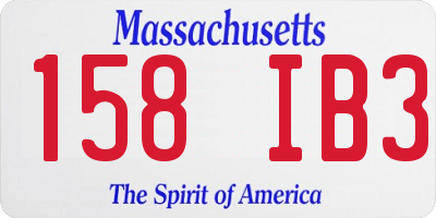MA license plate 158IB3