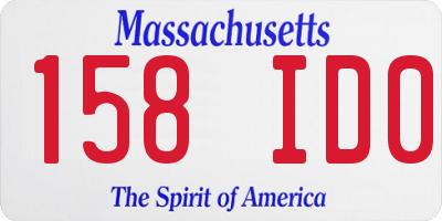 MA license plate 158ID0