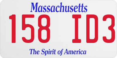 MA license plate 158ID3