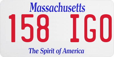 MA license plate 158IG0