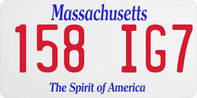 MA license plate 158IG7