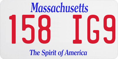 MA license plate 158IG9