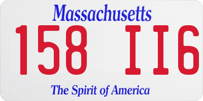 MA license plate 158II6