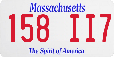 MA license plate 158II7