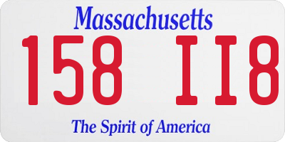 MA license plate 158II8