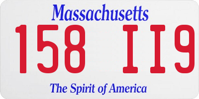 MA license plate 158II9