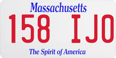 MA license plate 158IJ0