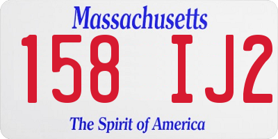 MA license plate 158IJ2