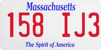 MA license plate 158IJ3