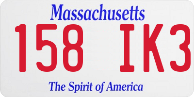MA license plate 158IK3