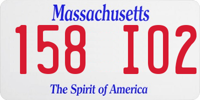 MA license plate 158IO2