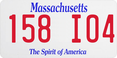 MA license plate 158IO4