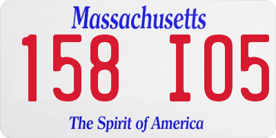 MA license plate 158IO5
