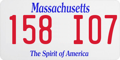 MA license plate 158IO7